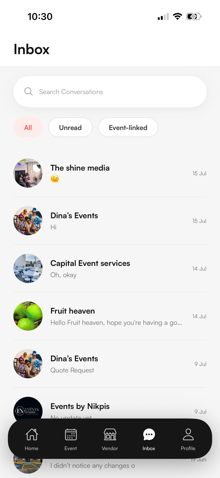 Owambe Planner inbox
